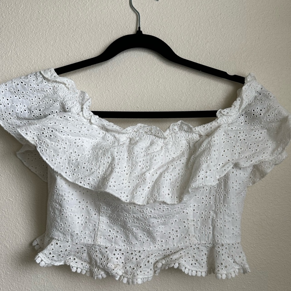 Majorelle Eyelet Off-the-Shoulder Top - Size Small